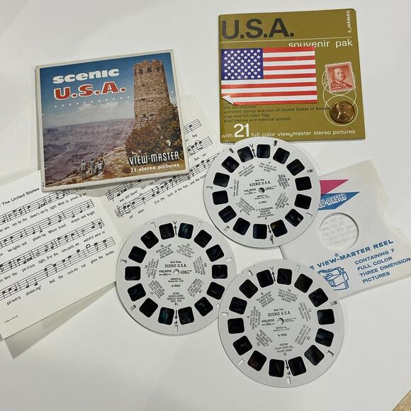 View-Master Scenic USA 3 reel packet/booklet A996 - flag stamp penny - Picture 7 of 9